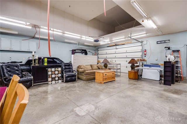 garage with a garage door opener