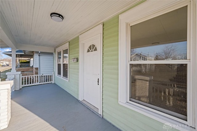 deck featuring covered porch