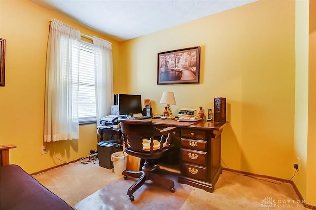 office with baseboards and carpet floors