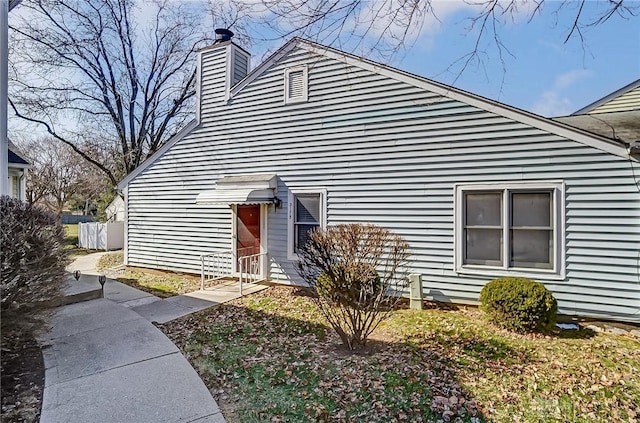 exterior space with a chimney