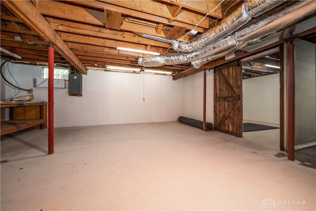 basement with electric panel