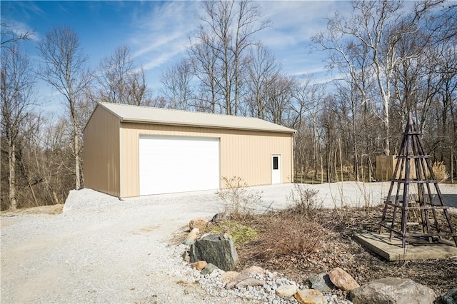 view of detached garage