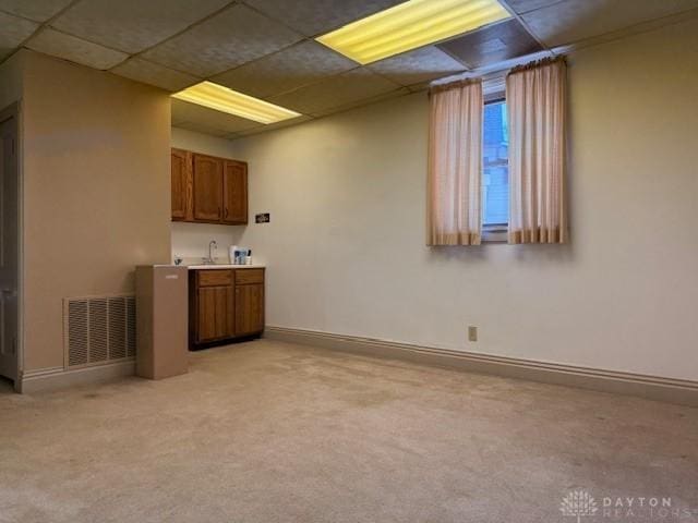 2 County Line Rd, College Corner, OH 45003 - interior space featuring a drop ceiling, visible vents, light carpet, and baseboards