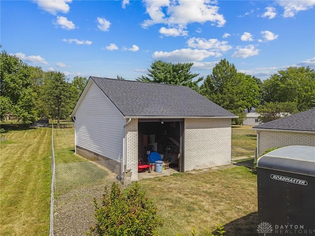 detached garage with fence