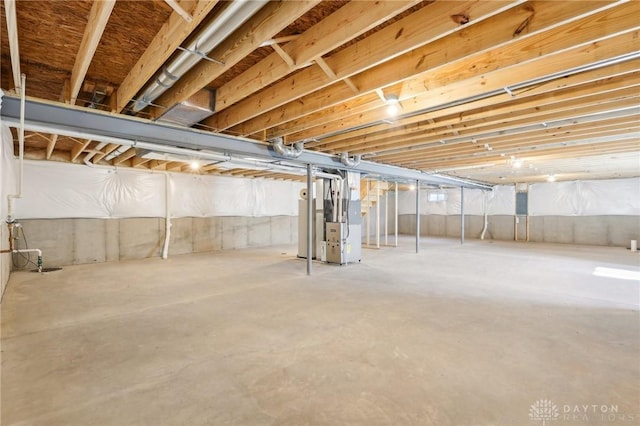 unfinished below grade area with heating unit