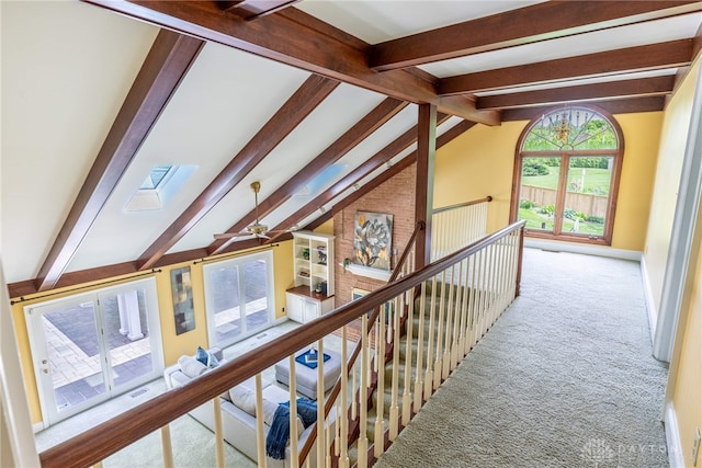 533 Lockerbie Ln, Kettering, OH 45429 - hall featuring carpet floors, an upstairs landing, and baseboards