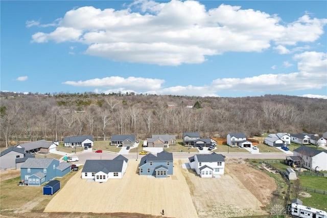birds eye view of property with a residential view