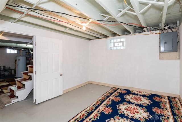 82 Notre Dame Ave, Dayton, OH 45404 - basement featuring water heater, electric panel, and stairway