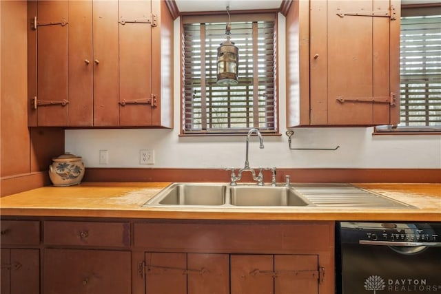 kitchen featuring black dishwasher and a sink