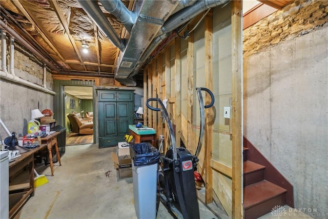 view of unfinished basement