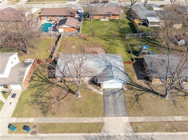 aerial view with a residential view