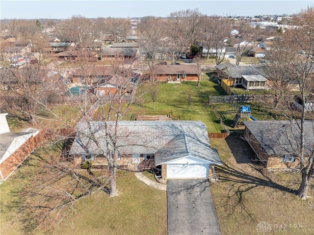 aerial view with a residential view
