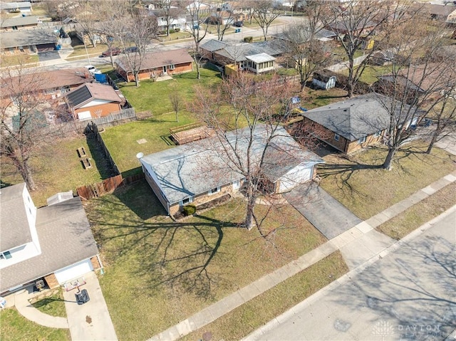 bird's eye view featuring a residential view