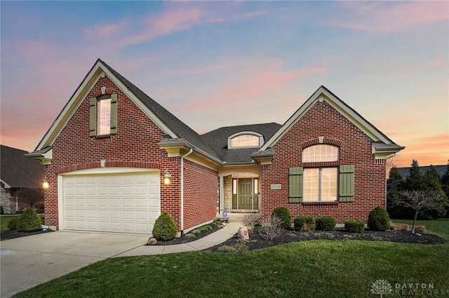 1713 Country Corner Ln, Washington Twp, OH 45458 - traditional-style house with concrete driveway, brick siding, a front lawn, and a garage