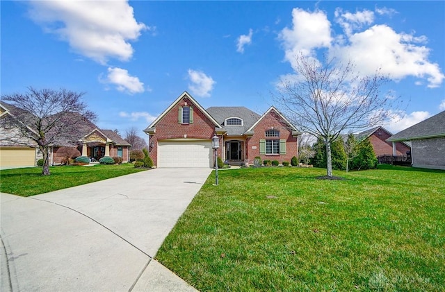 1713 Country Corner Ln, Washington Twp, OH 45458 - traditional-style home featuring brick siding, a garage, driveway, and a front lawn