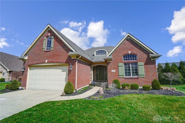 1713 Country Corner Ln, Washington Twp, OH 45458 - traditional home featuring brick siding, a front lawn, driveway, and a garage