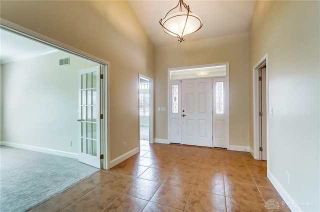 1713 Country Corner Ln, Washington Twp, OH 45458 - tiled foyer featuring baseboards and high vaulted ceiling