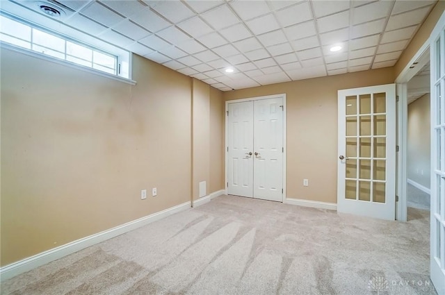 1713 Country Corner Ln, Washington Twp, OH 45458 - unfurnished bedroom with a closet, carpet flooring, baseboards, and french doors