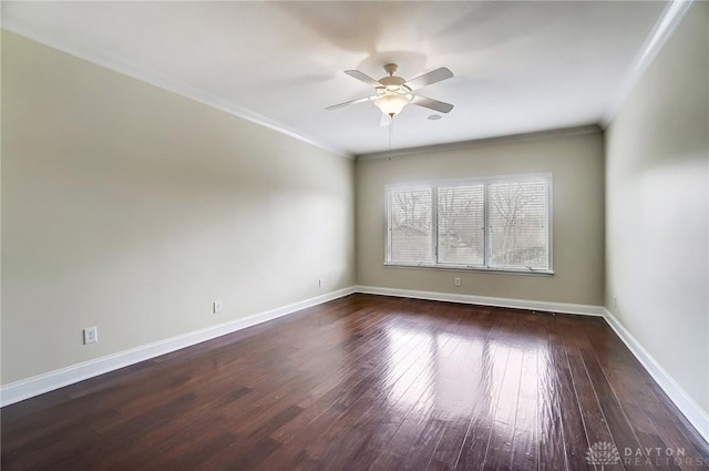 1713 Country Corner Ln, Washington Twp, OH 45458 - empty room featuring hardwood / wood-style flooring, a ceiling fan, baseboards, and ornamental molding