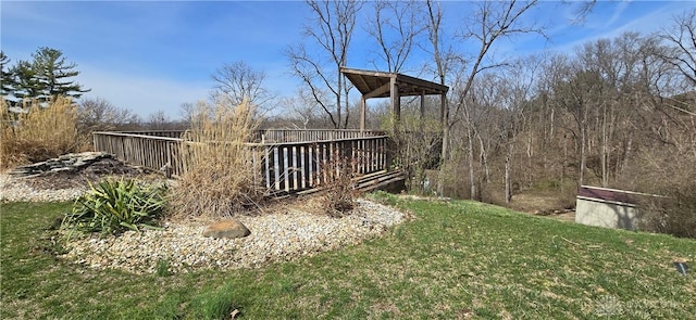view of yard with a deck