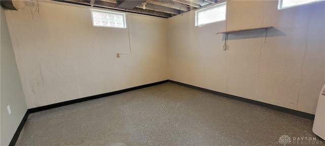 below grade area with baseboards