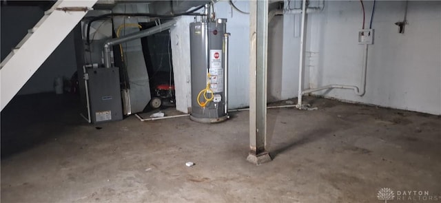 unfinished basement with water heater