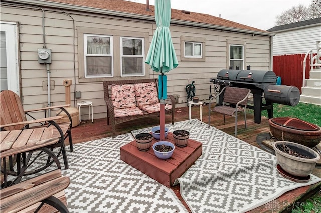 2311 Eden Ln, Dayton, OH 45431 - view of patio with an outdoor living space with a fire pit, area for grilling, and a deck