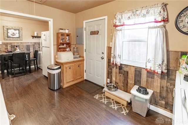 2311 Eden Ln, Dayton, OH 45431 - entryway with dark wood finished floors and electric panel