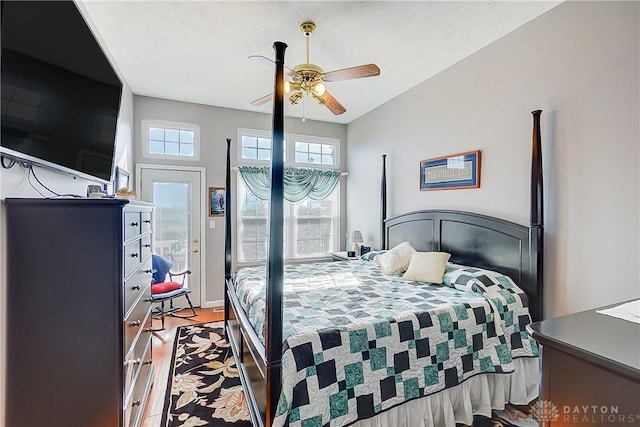 3949 E Summit Ridge Dr, Beavercreek, OH 45430 - bedroom featuring light wood finished floors and ceiling fan