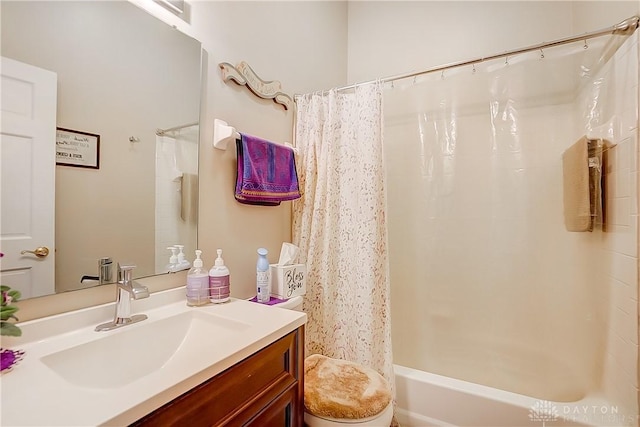 3949 E Summit Ridge Dr, Beavercreek, OH 45430 - full bath featuring vanity, shower / tub combo, and toilet