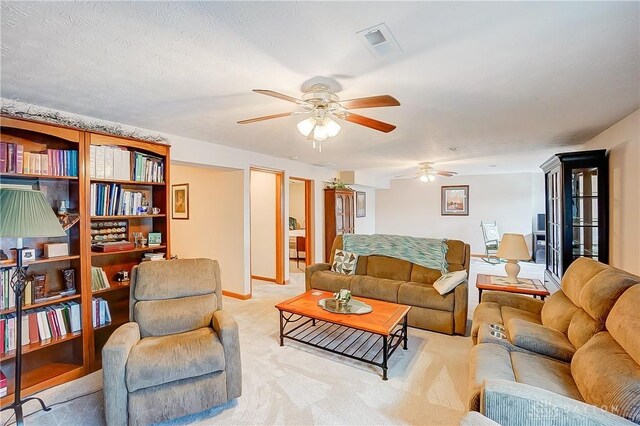 3949 E Summit Ridge Dr, Beavercreek, OH 45430 - living room with a ceiling fan and light carpet