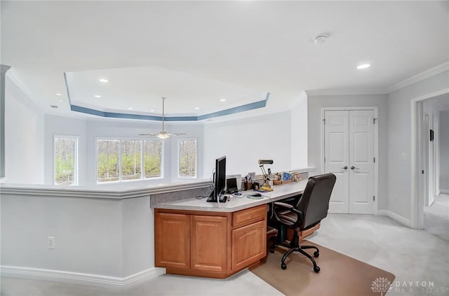 3558 Golden Fox Trl, Lebanon, OH 45036 - office with plenty of natural light, a tray ceiling, and baseboards