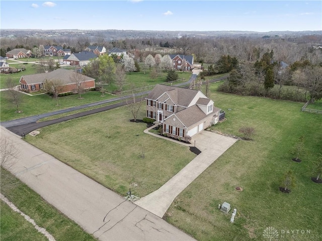 drone / aerial view with a residential view