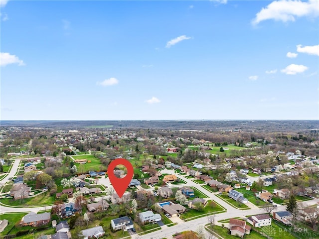 aerial view with a residential view