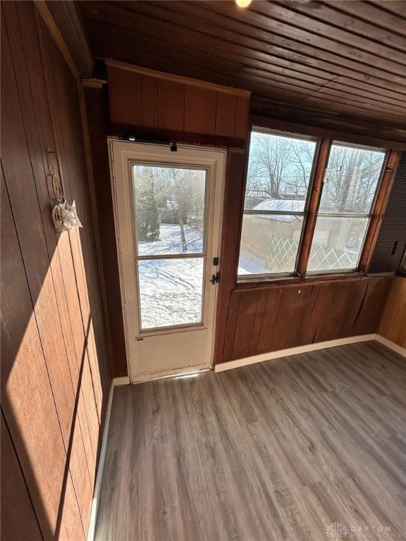 4322 Annapolis Ave, Dayton, OH 45416 - entryway featuring baseboards, wood finished floors, a healthy amount of sunlight, and wood walls