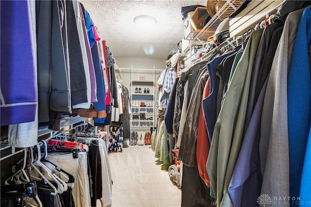 spacious closet with carpet floors