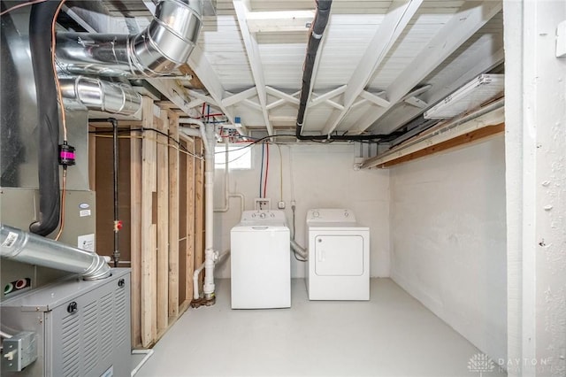 below grade area with separate washer and dryer