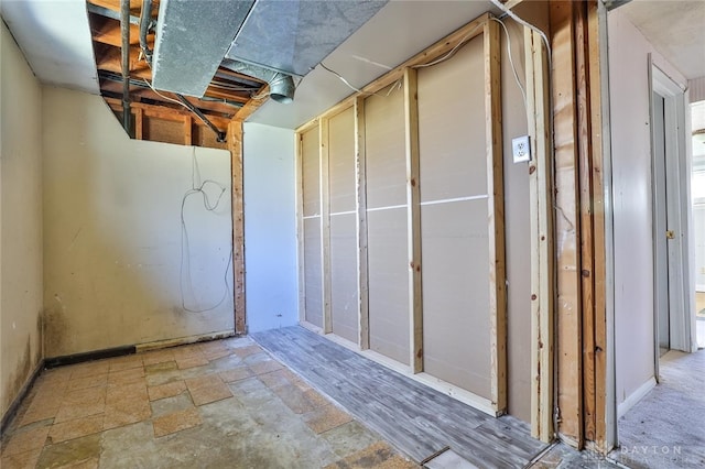 view of unfinished basement