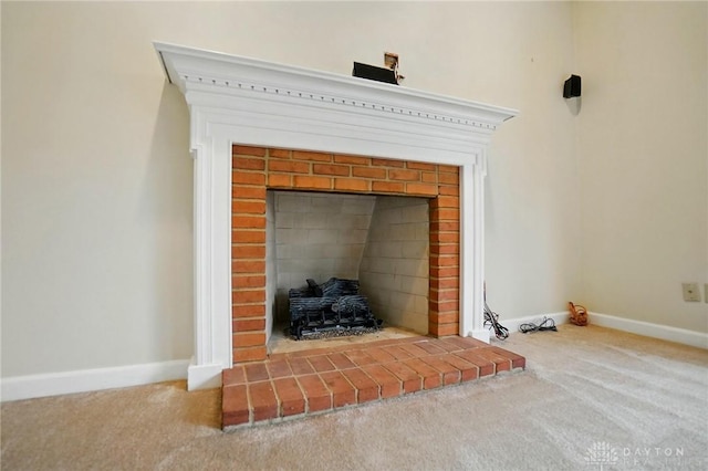 433 Vincent Ct, Middletown, OH 45042 - detailed view of carpet, a fireplace, and baseboards