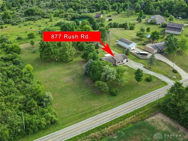 aerial view with a rural view