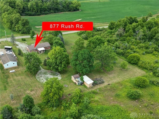 drone / aerial view with a rural view