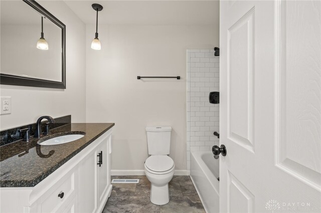 4433 Lambeth Dr, Dayton, OH 45424 - full bathroom with visible vents, vanity, baseboards, tile patterned floors, and toilet