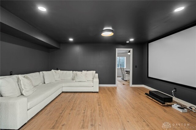 2164 Northbridge Trl, Troy, OH 45373 - cinema room featuring light wood-type flooring, baseboards, recessed lighting, and a ceiling fan