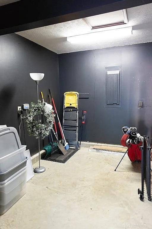interior space featuring unfinished concrete floors