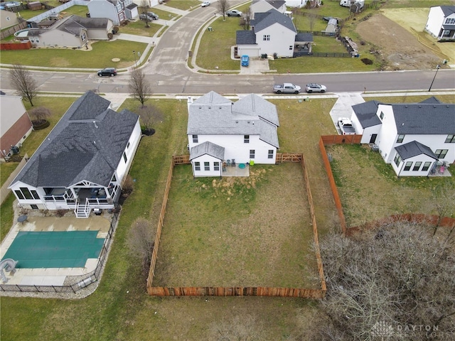 bird's eye view with a residential view