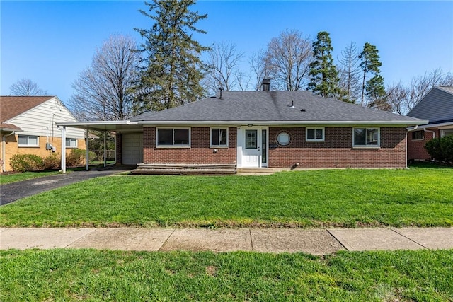 645 Brookfield Rd, Dayton, OH 45429 - ranch-style house with brick siding, an attached garage, driveway, and a front lawn