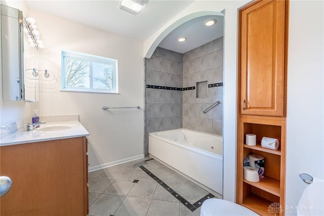 645 Brookfield Rd, Dayton, OH 45429 - bathroom featuring vanity, tile patterned flooring, and washtub / shower combination