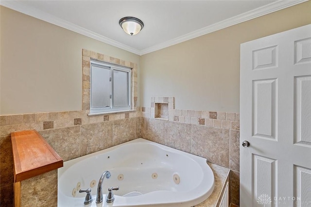 721 Trafalgar Ct, Middletown, OH 45044 - bathroom featuring a whirlpool tub and ornamental molding