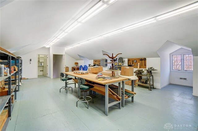 4600 Brown Rd, Sugarcreek Township, OH 45440 - office area with a workshop area and lofted ceiling