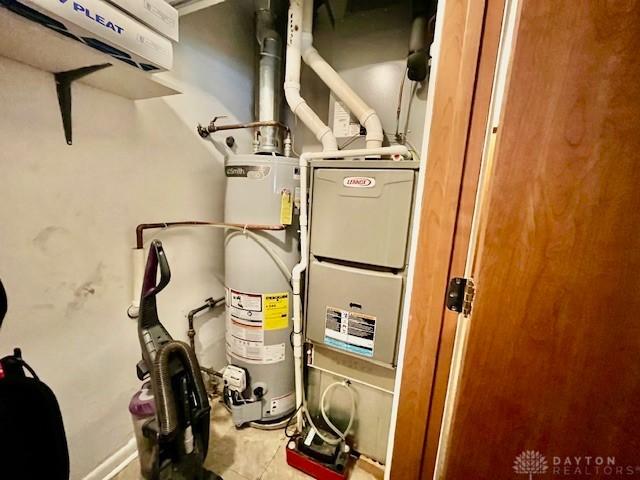 utility room with water heater